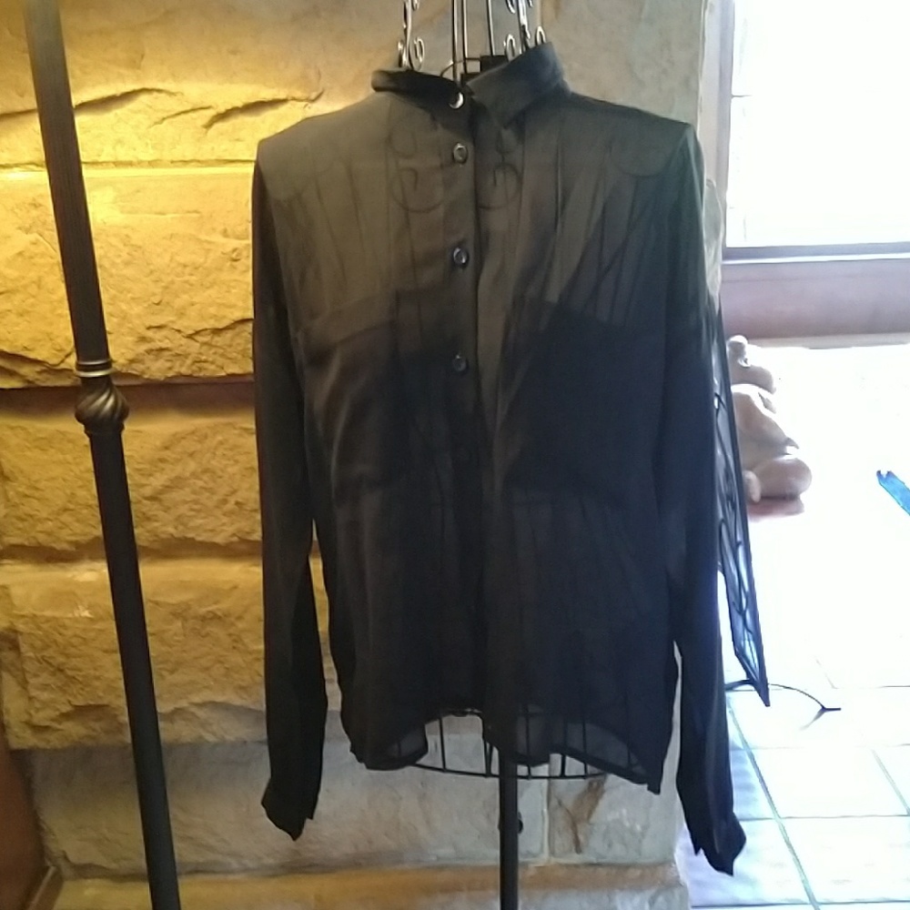 Black transparent buissness casual top